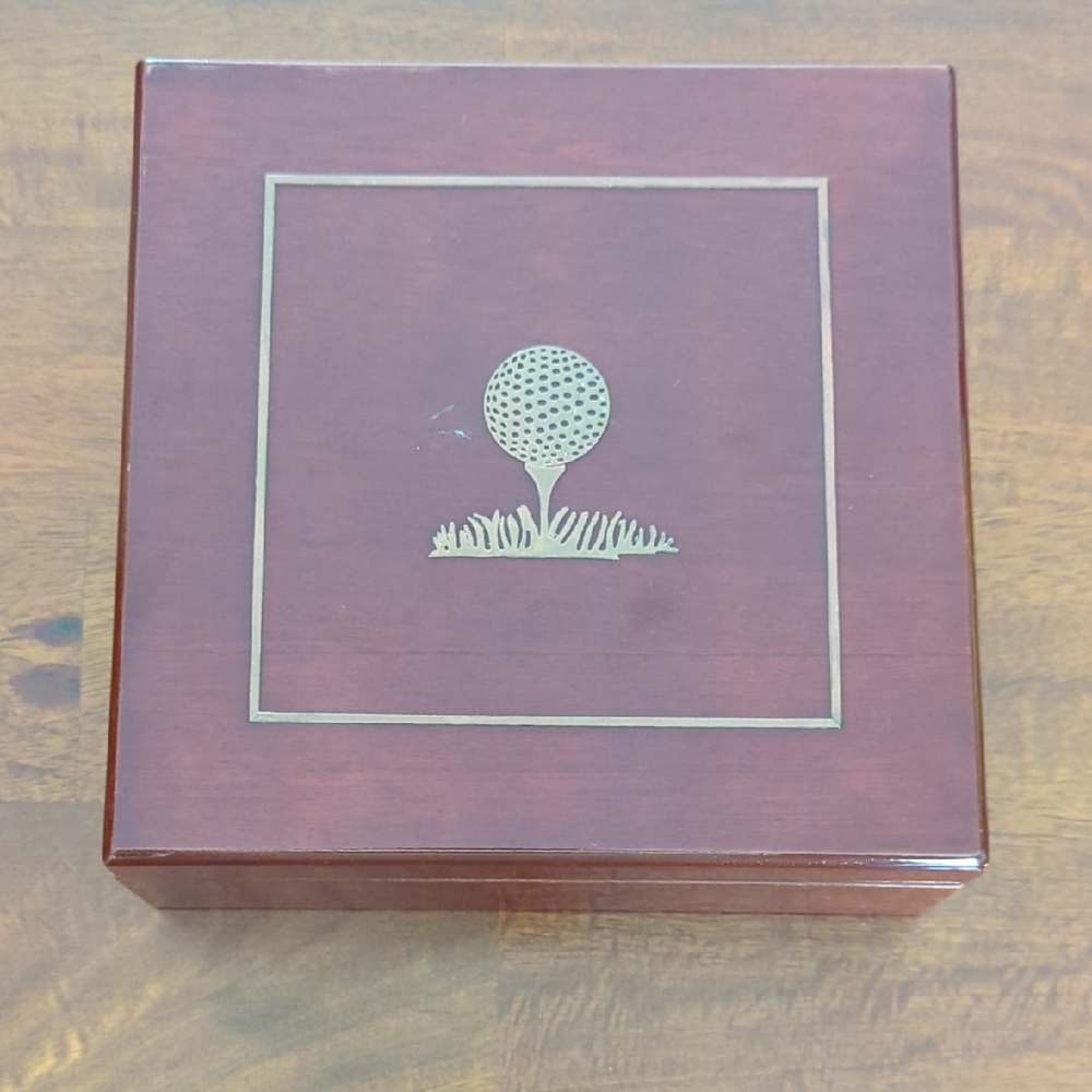 Golf-Themed Wooden Storage Box
